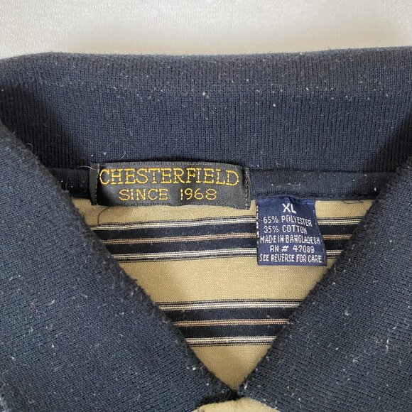 Vintage Y2K Chesterfield Tan Brown Black Striped Lightweight Polo Shirt XL - Picture 6 of 6